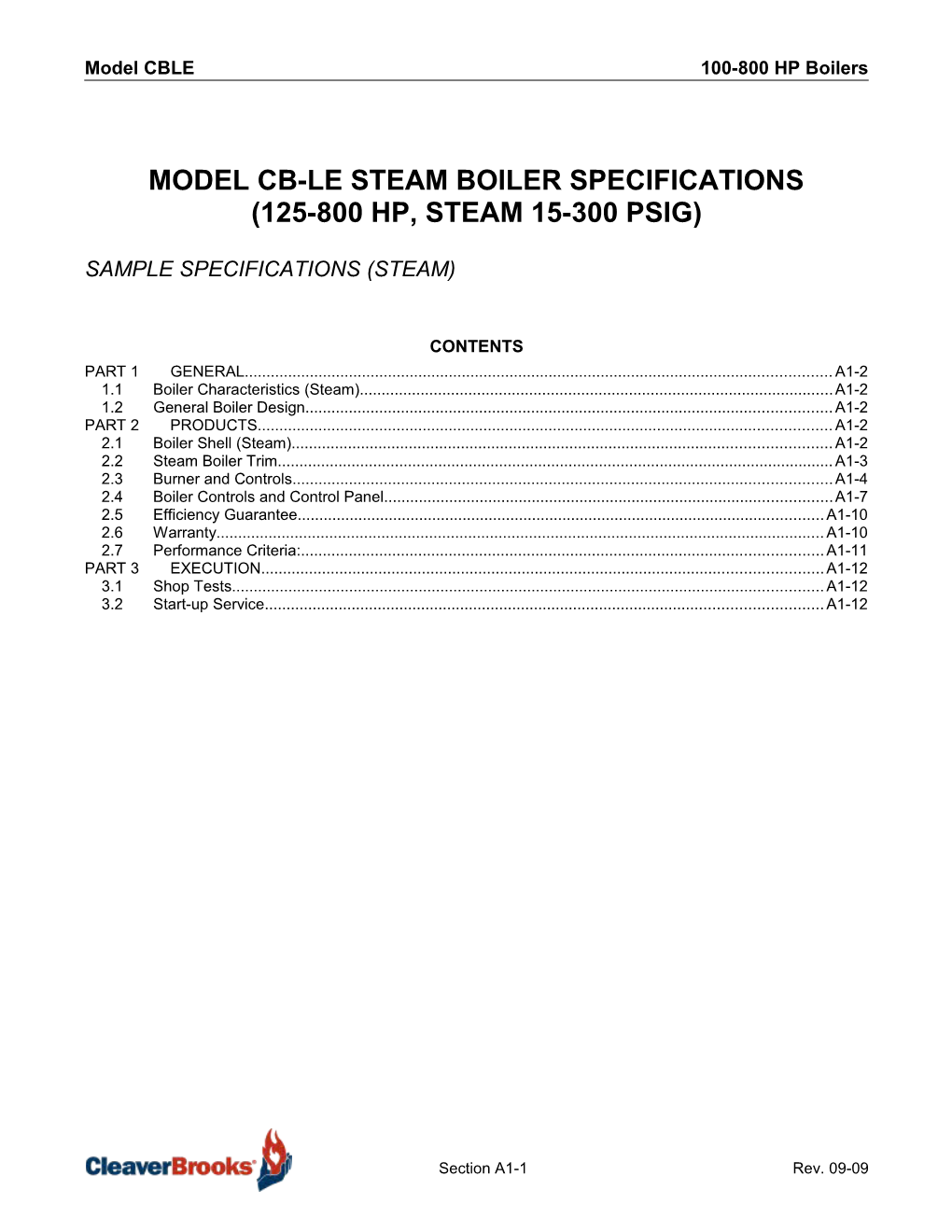 CBLE Specifications - Steam