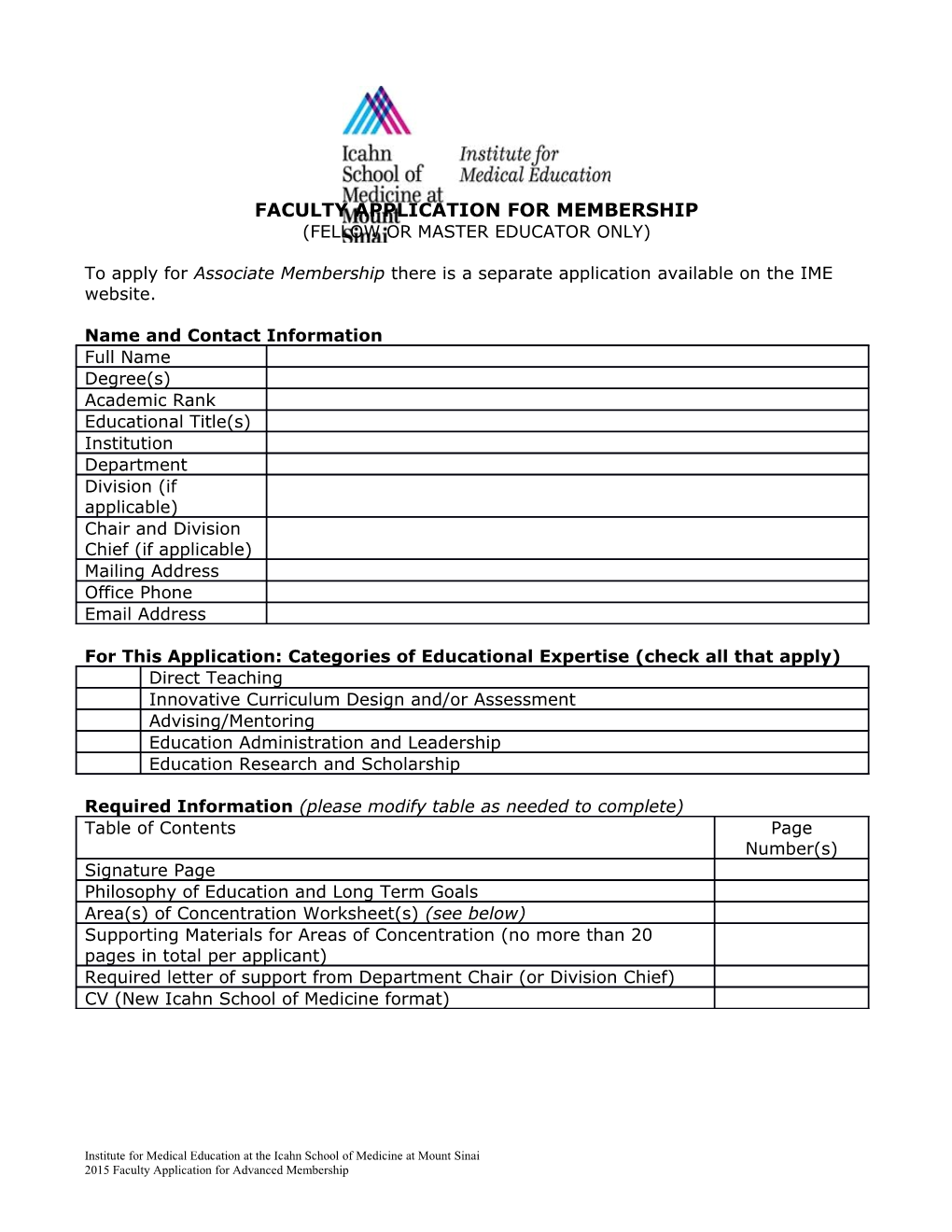 IME Advanced Membership Criteria