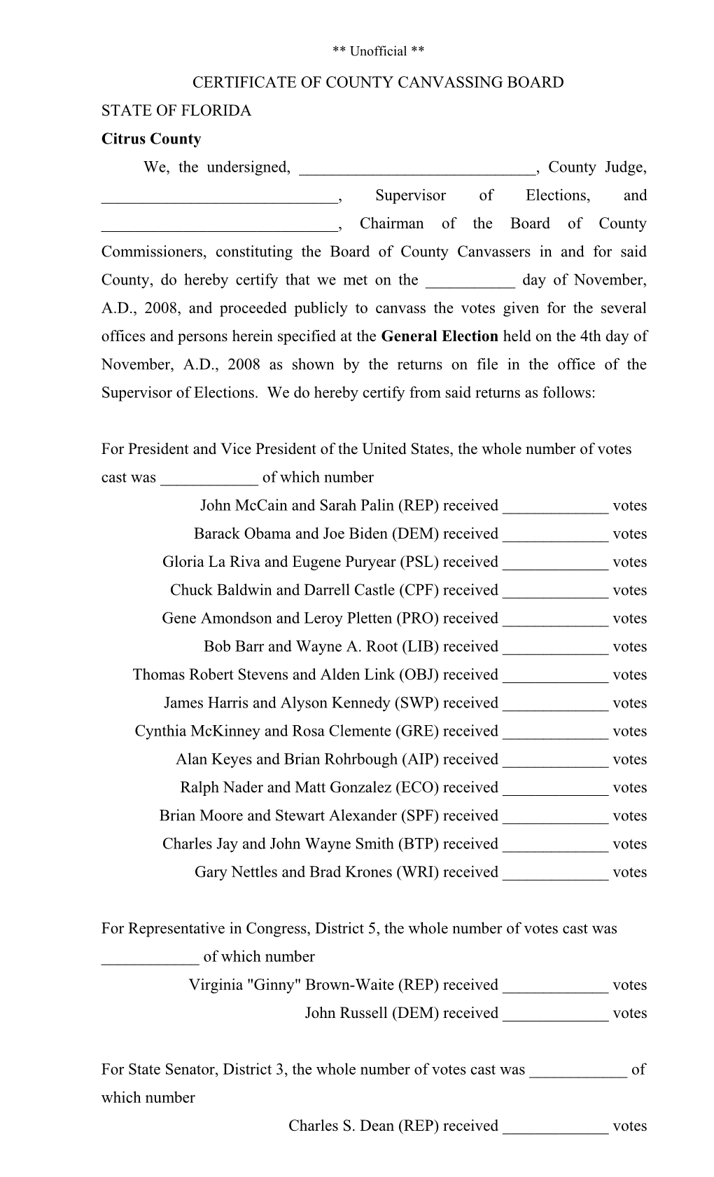 Certificate of County Canvassing Board s1