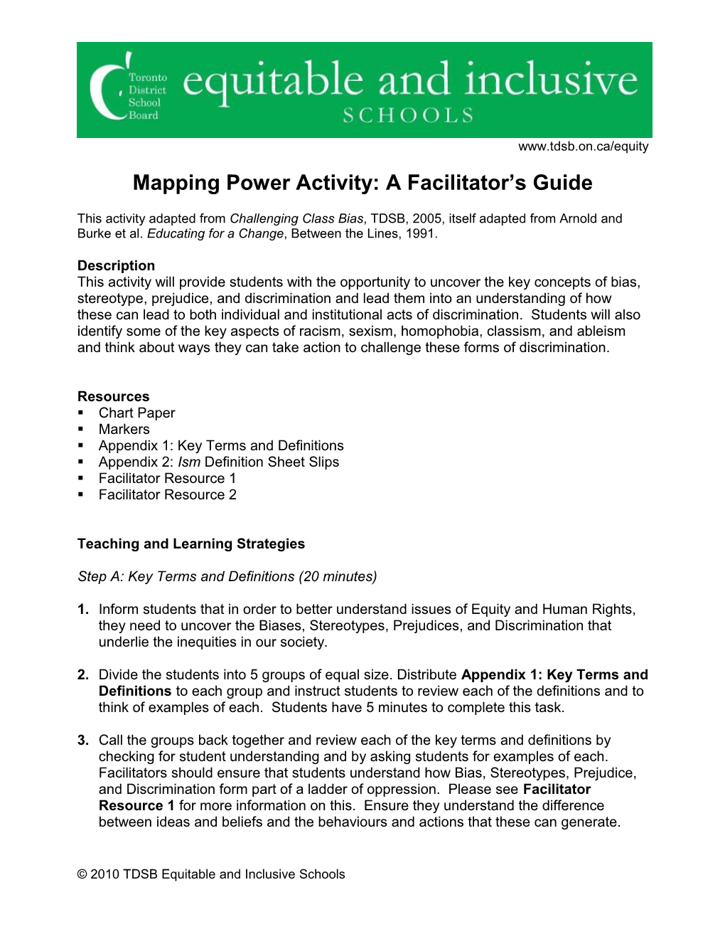 Mapping Power Activity: a Facilitator S Guide