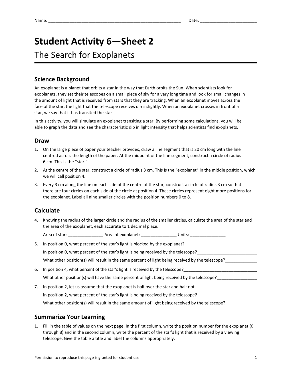 Student Activity 6 Sheet 2