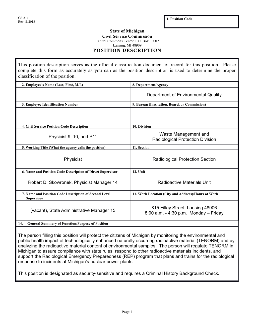 CS-214 Position Description Form s13