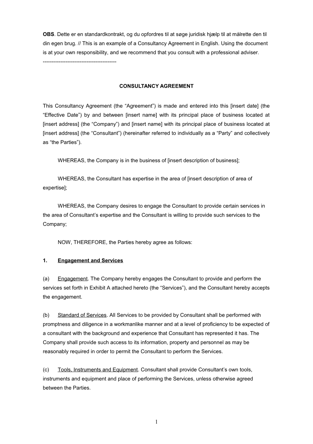 Consultancy Agreement