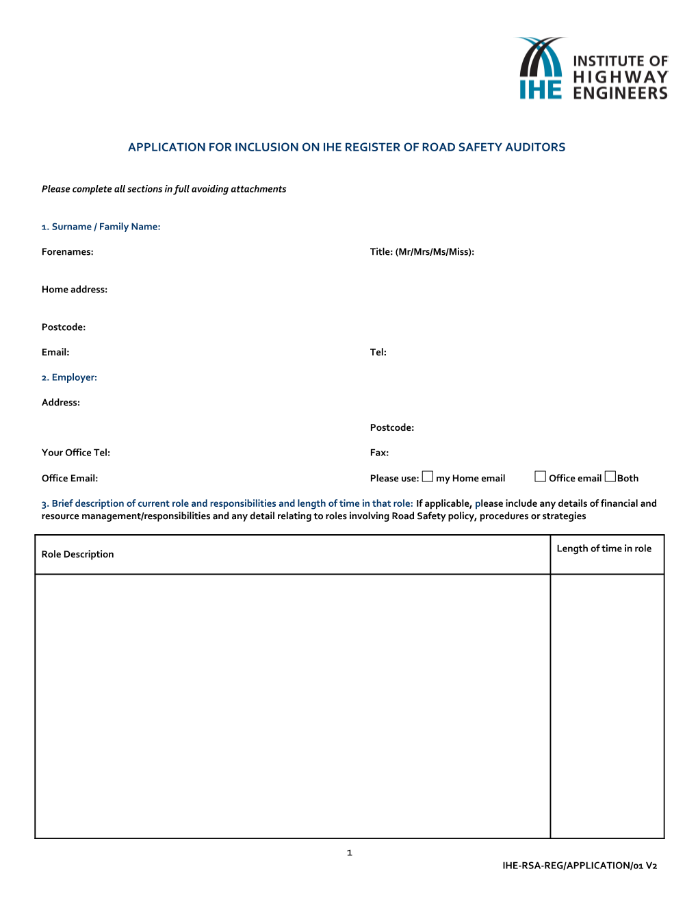 Application to Join IHIE Register of Rsas