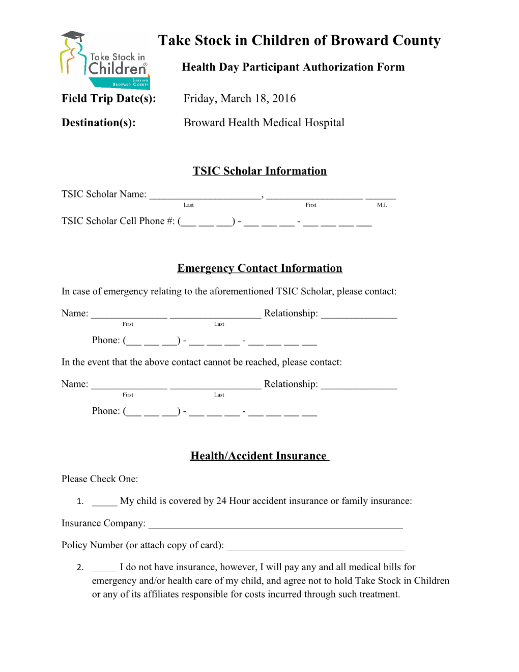 Health Dayparticipant Authorization Form