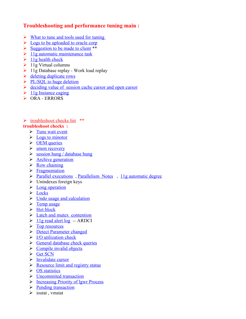 Troubleshooting and Performance Tuning Main