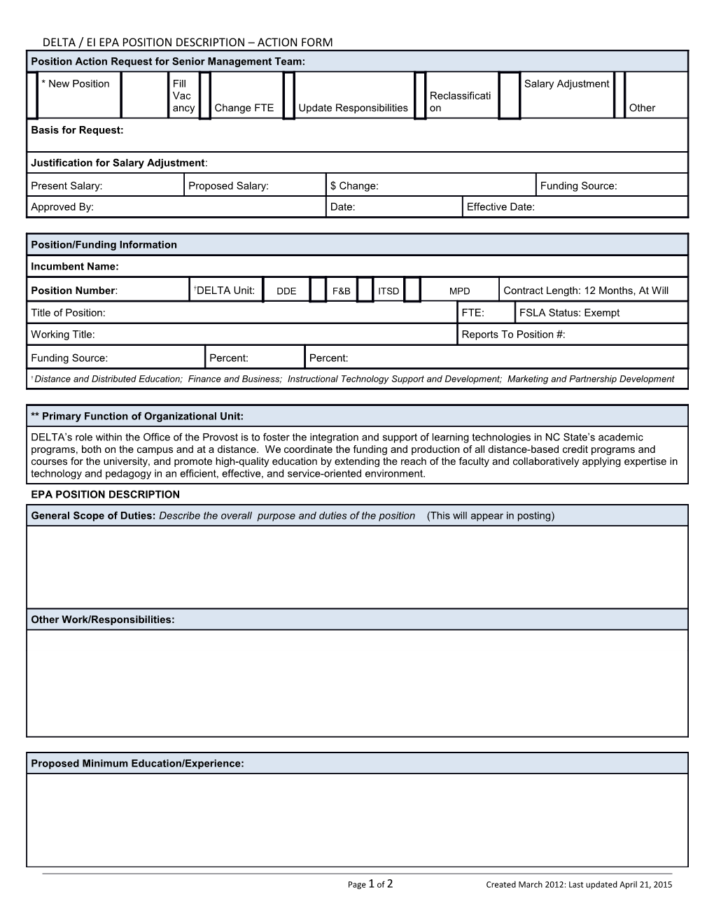 Delta / Ei Epa Position Description Action Form