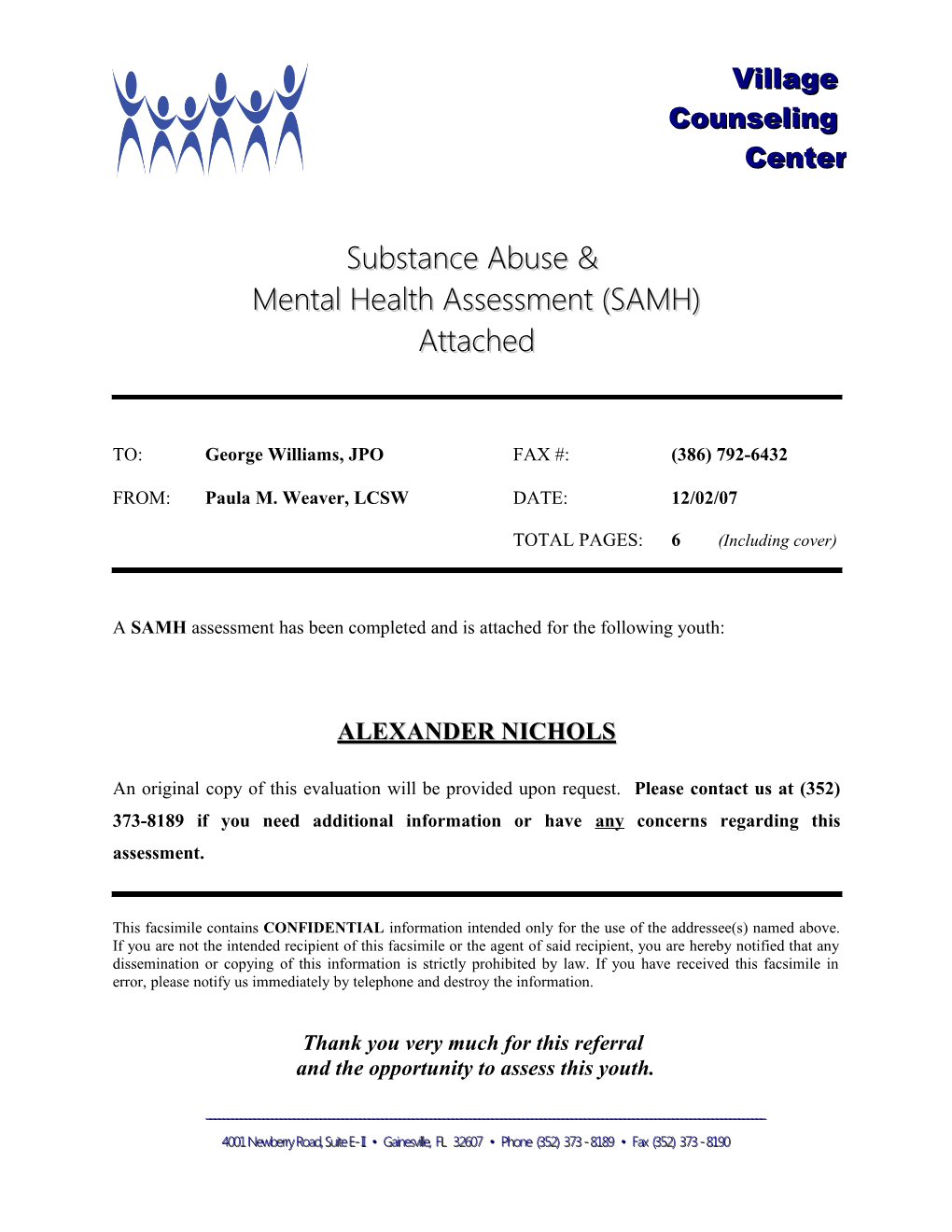 Mental Health Assessment (SAMH)