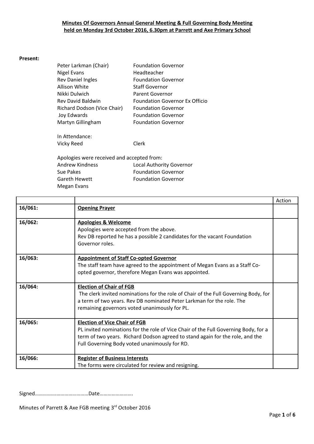 Minutes of Governors Meeting 13