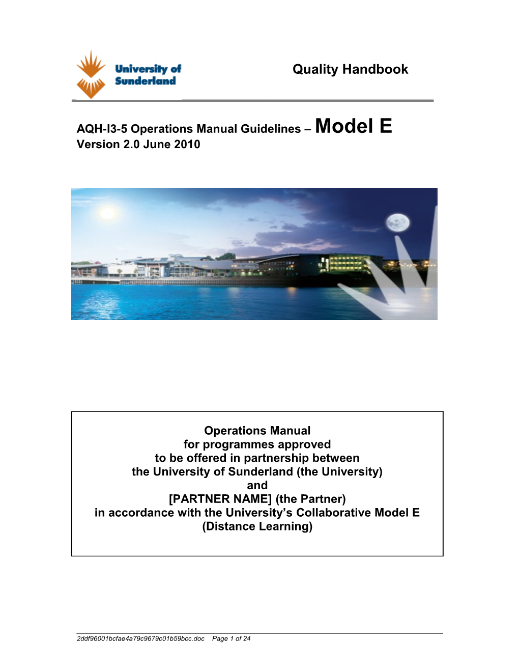 AQH-I3-5 Operations Manual Guidelines Model E