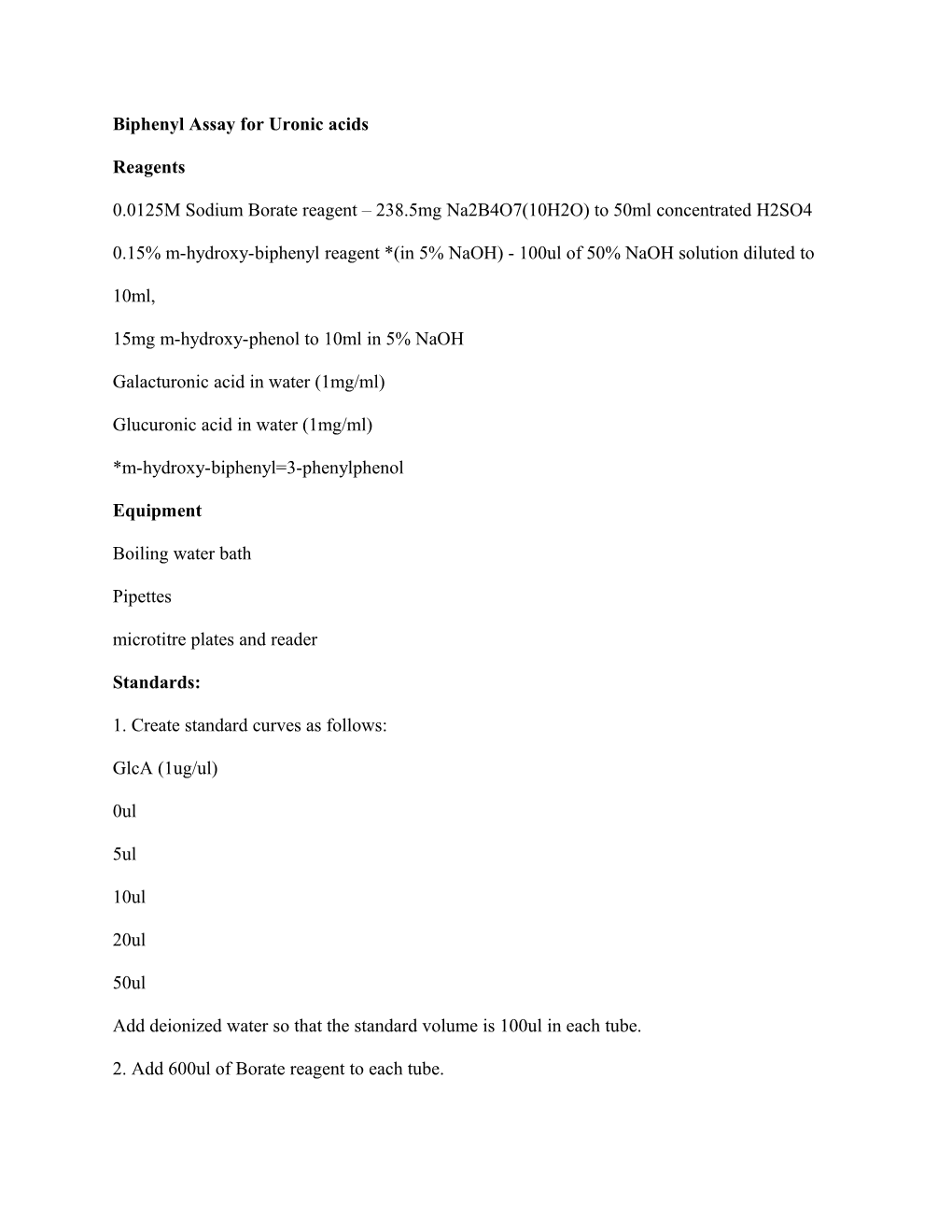 Biphenyl Assay for Uronic Acids