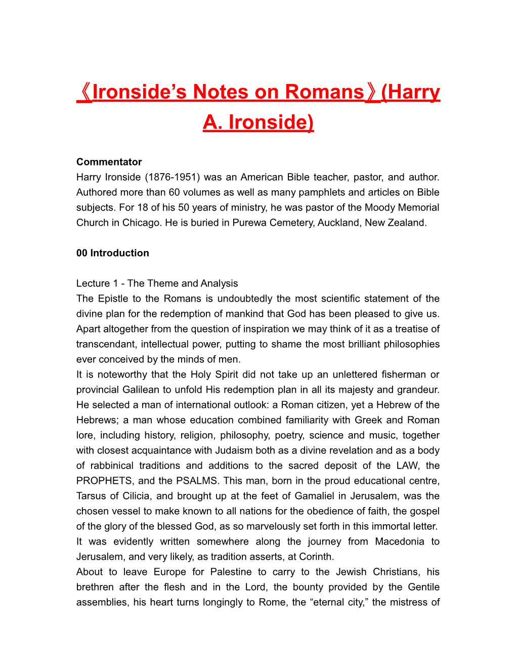 Ironside S Notes on Romans (Harry A. Ironside)