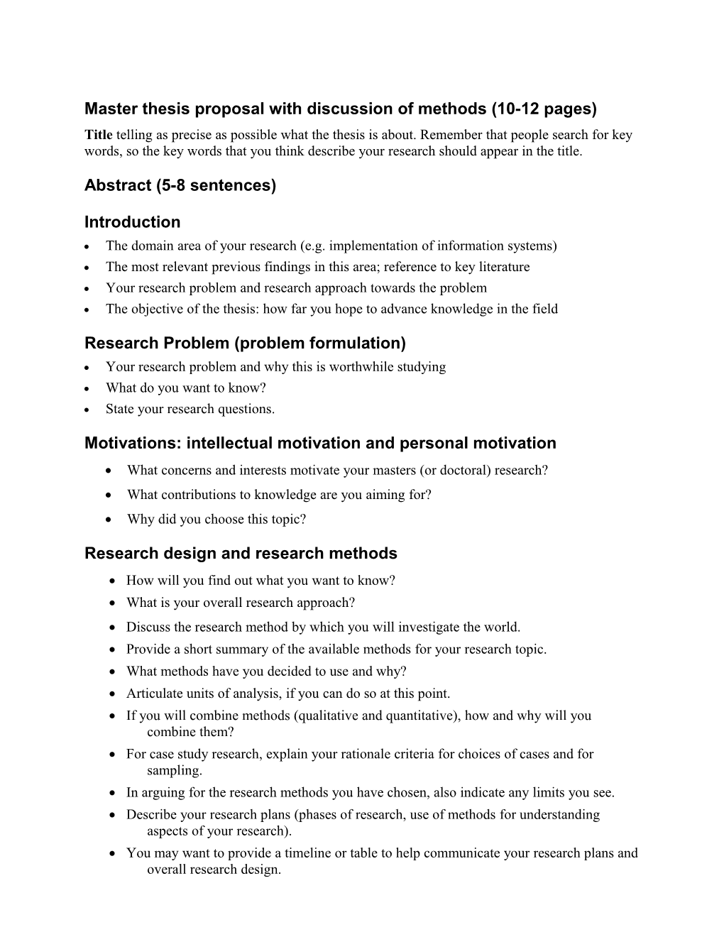 Master Thesis Structure