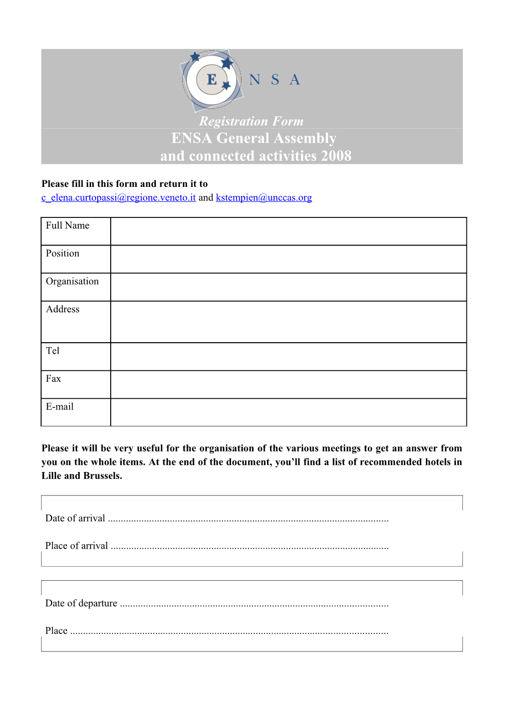 Please Fill in This Form and Return It To