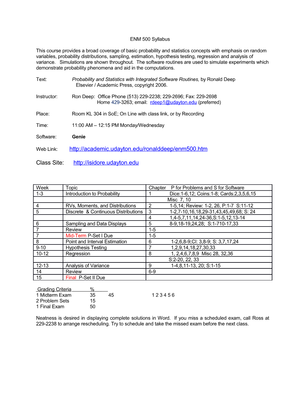 Text: Probability and Statistics with Integrated Software Routines, by Ronald Deep