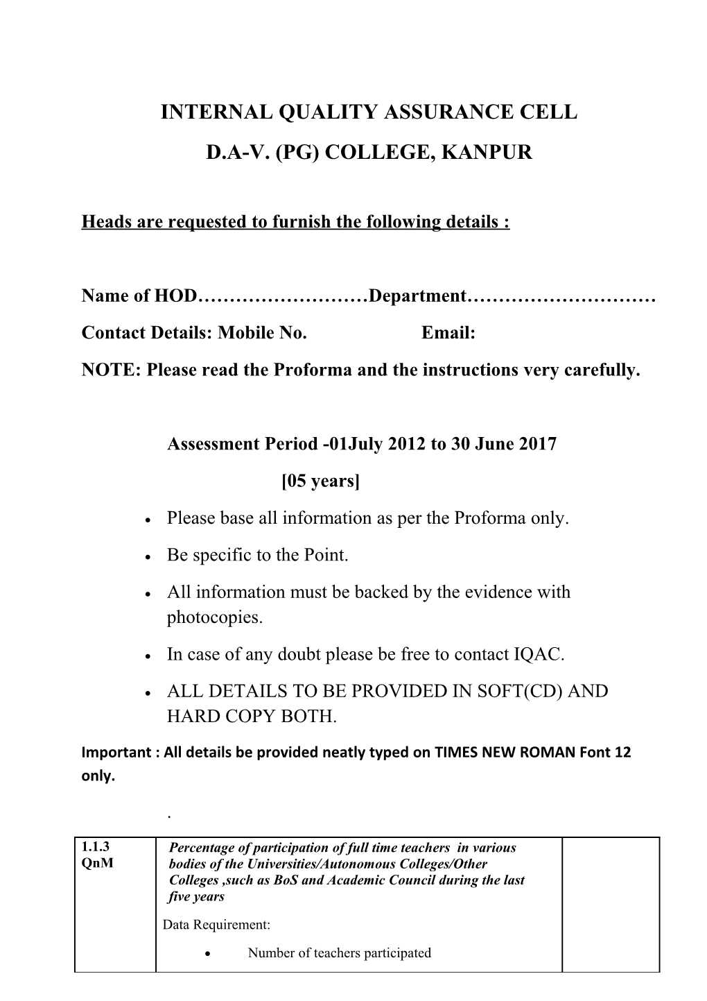 Internal Quality Assurance Cell