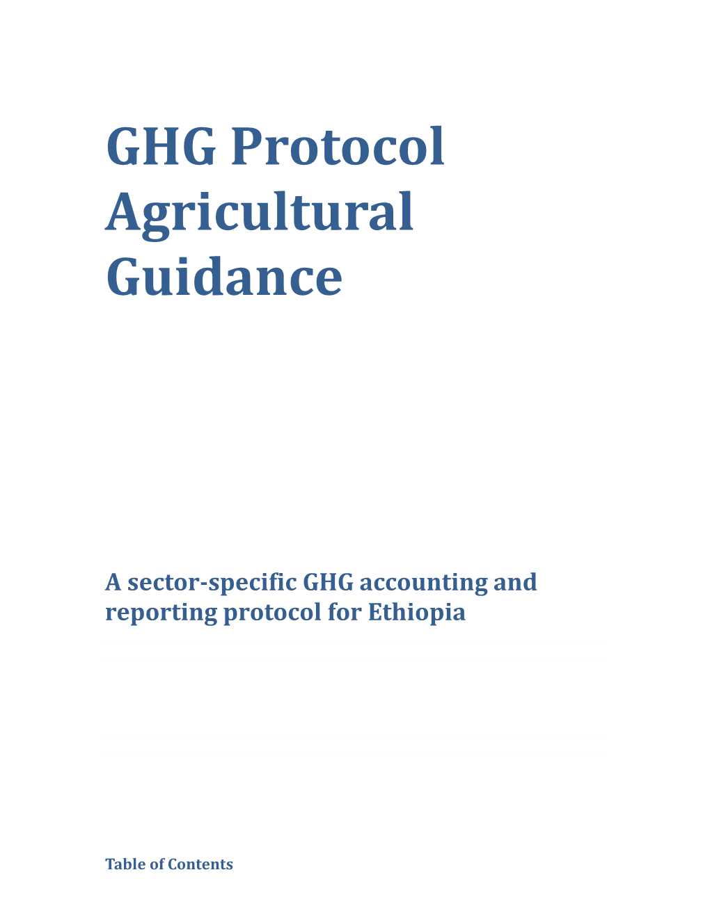 GHG Protocol Agricultural Guidance