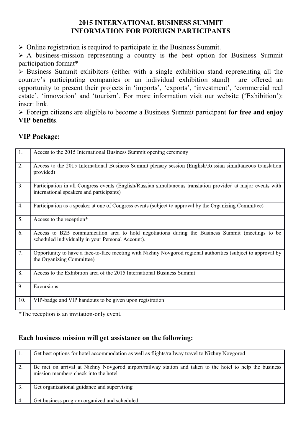 Information for Foreign Participants