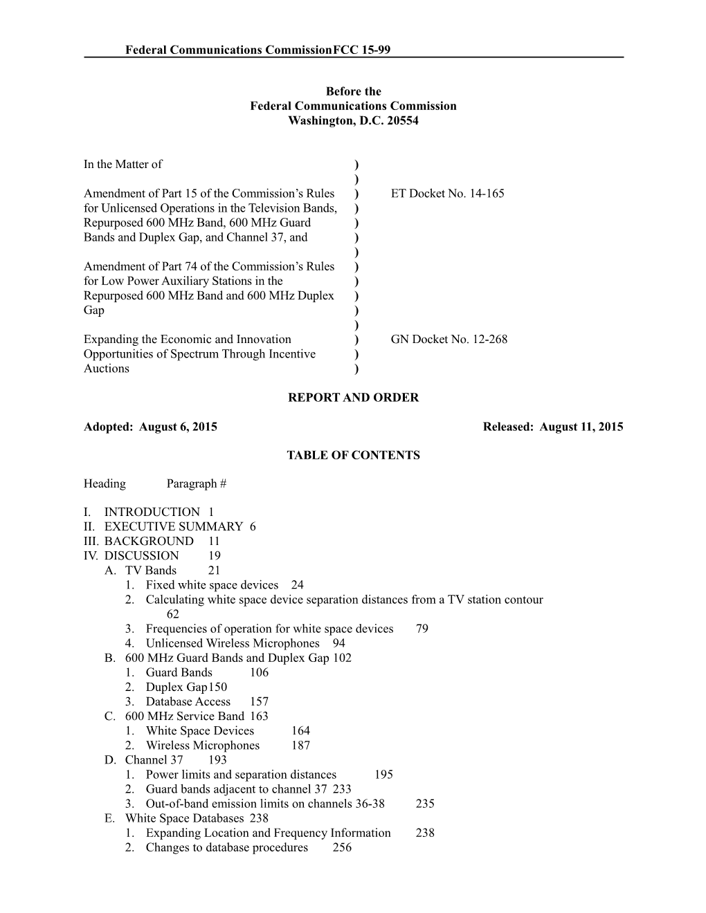 Federal Communications Commissionfcc 15-99