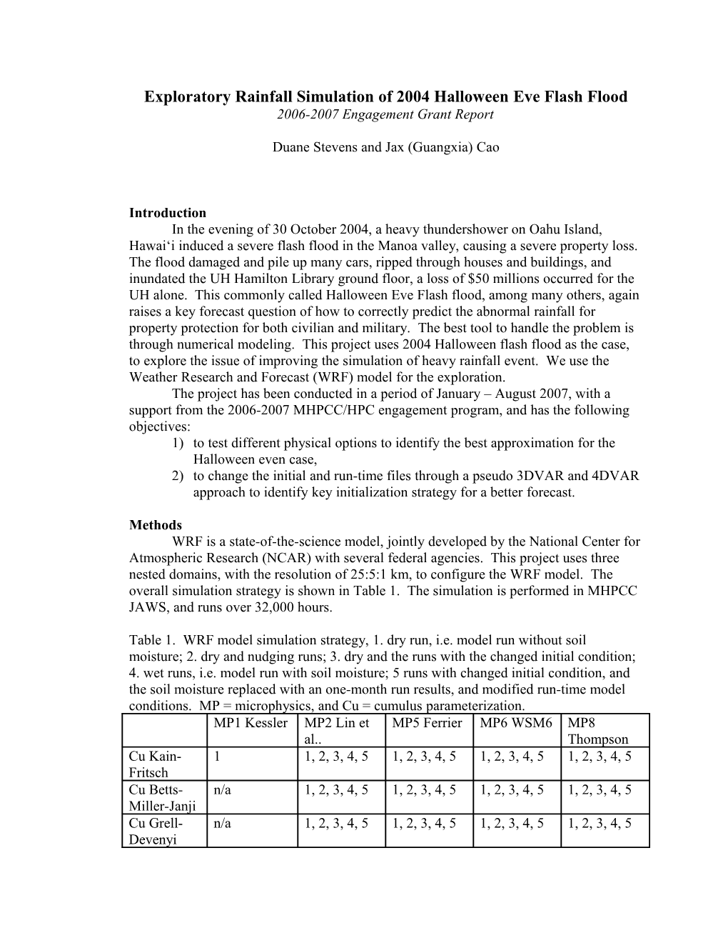 Exploratory Rainfall Simulation of 2004 Halloween Eve Flash Flood