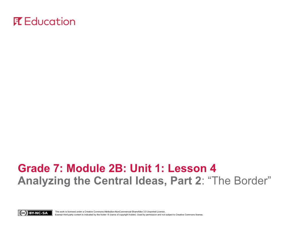 Short Response Graphic Organizer: the Border