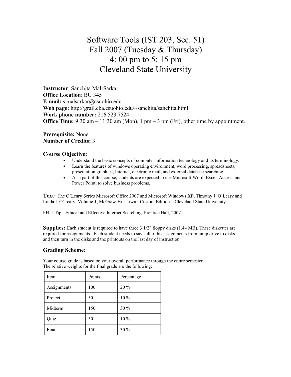 IST 203 Information and Computer Technology