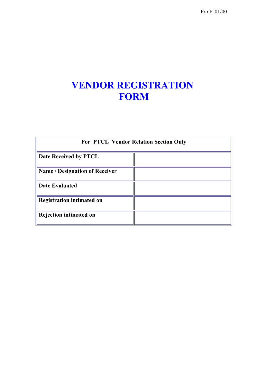 Vendor Registration