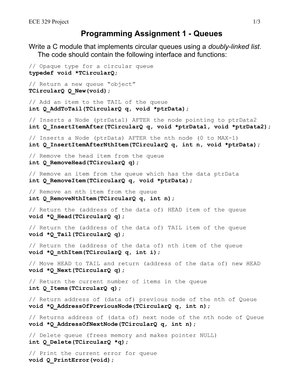 Programming Assignment 1 - Queues