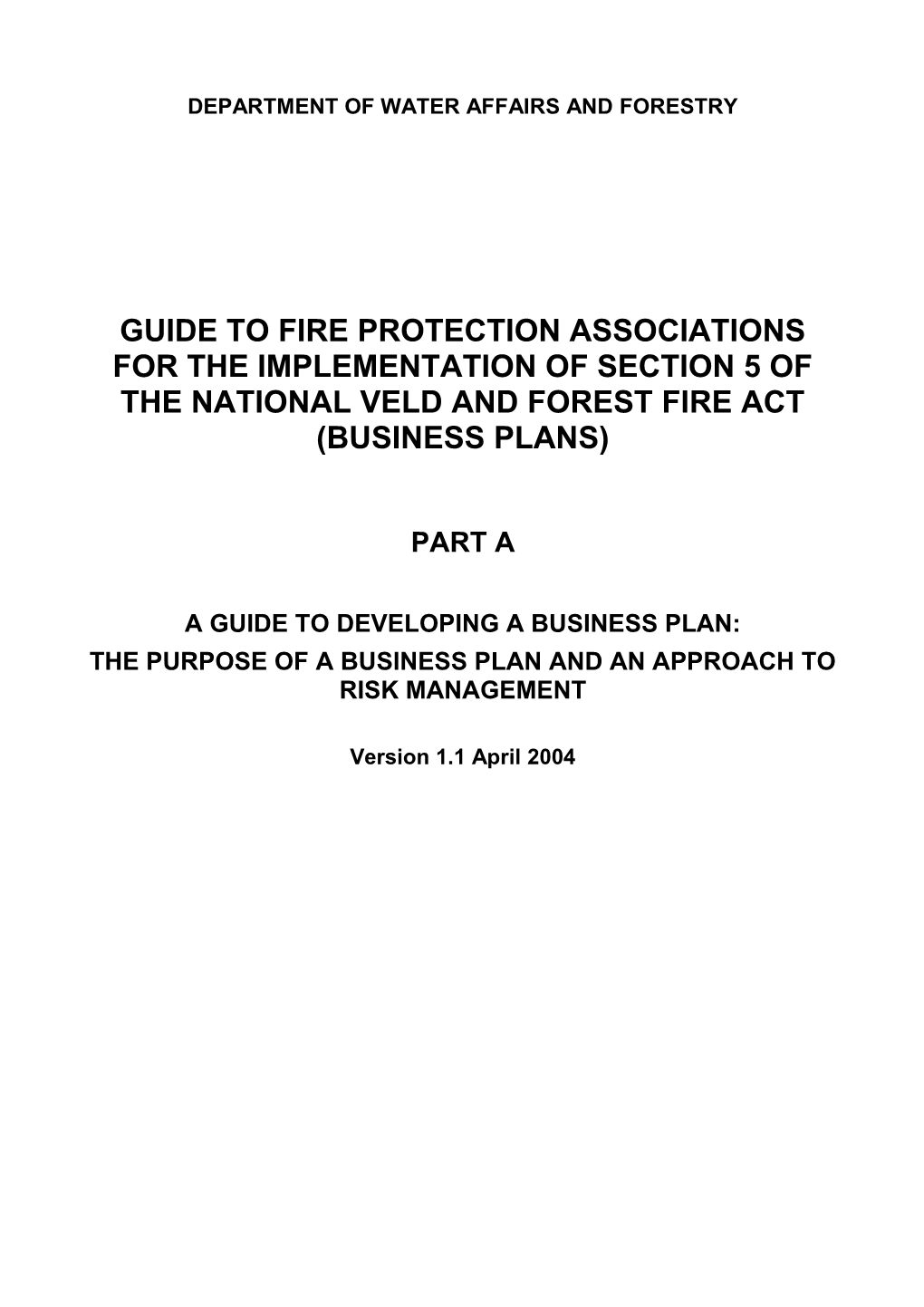 Suggested Amendments to Veld and Forest Fire Act
