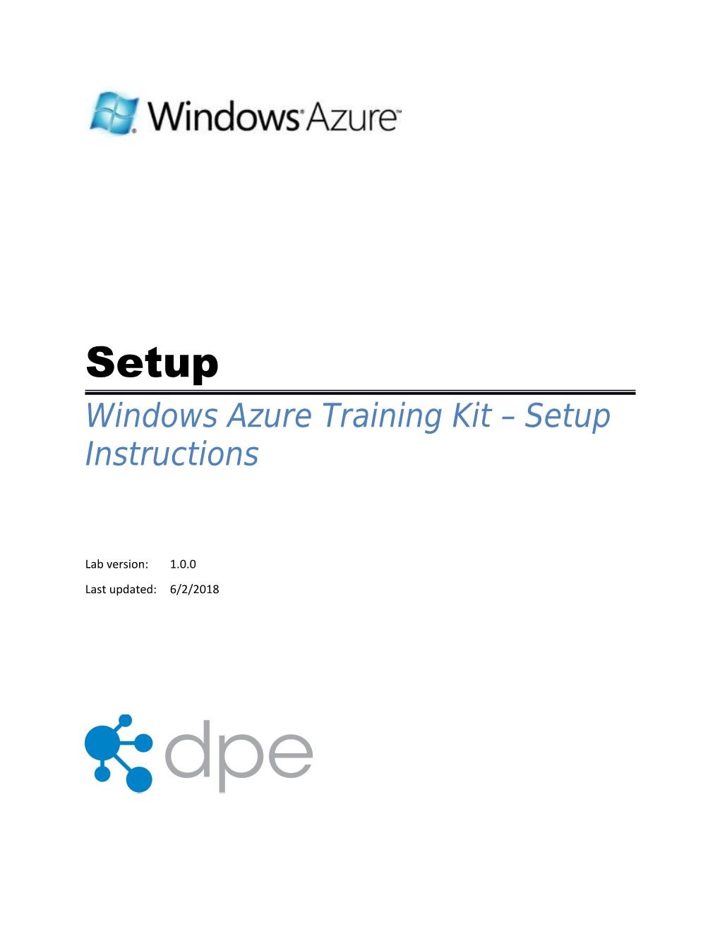 Windows Azure Training Kit Setup Instructions