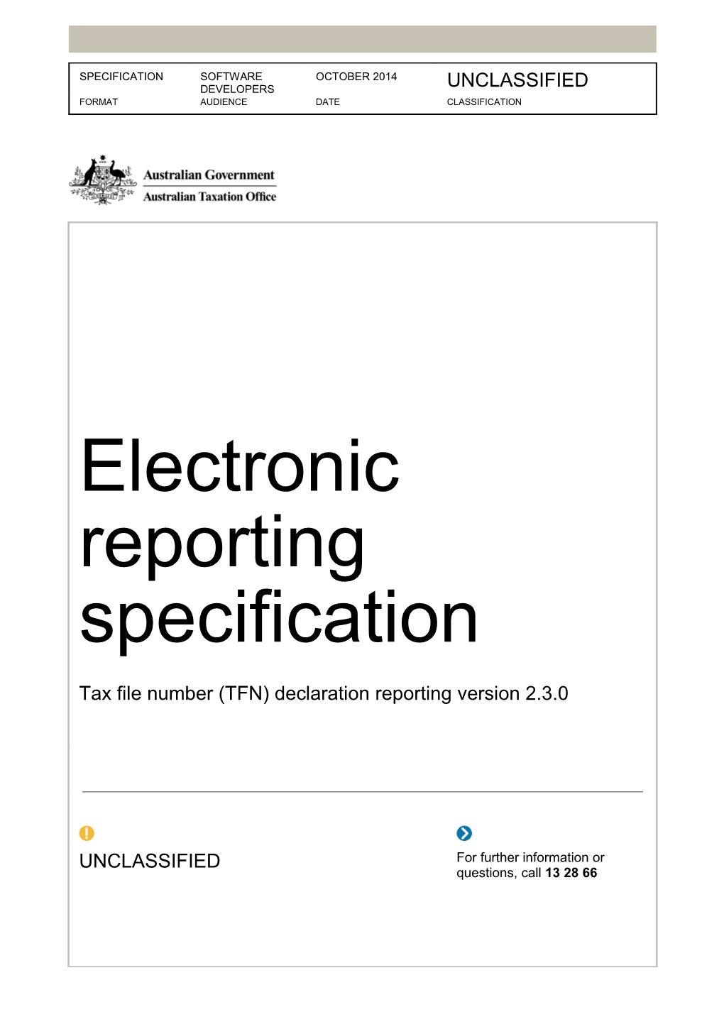 Electronic Reporting Specification - Tax File Number (Tfn) Declaration Reporting