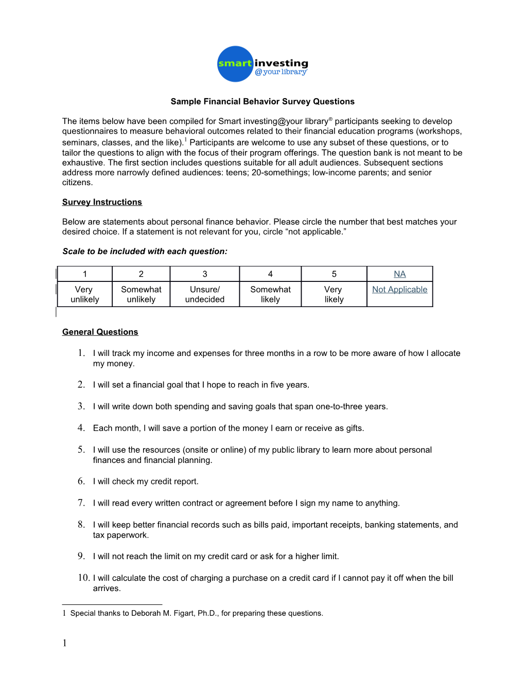 Sample Financial Behavior Survey Questions