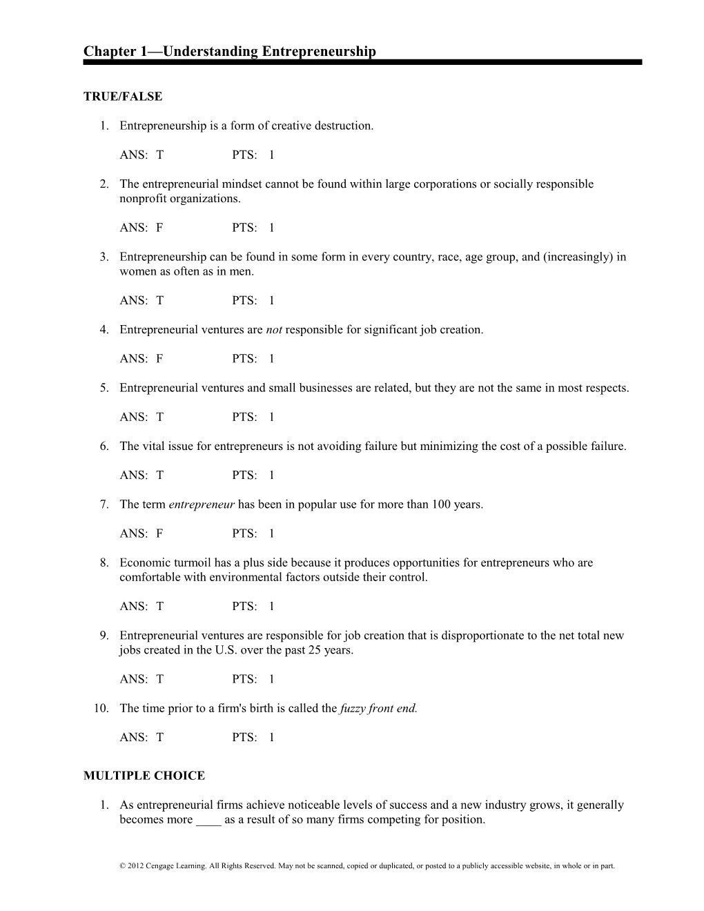 Chapter 1 Understanding Entrepreneurship