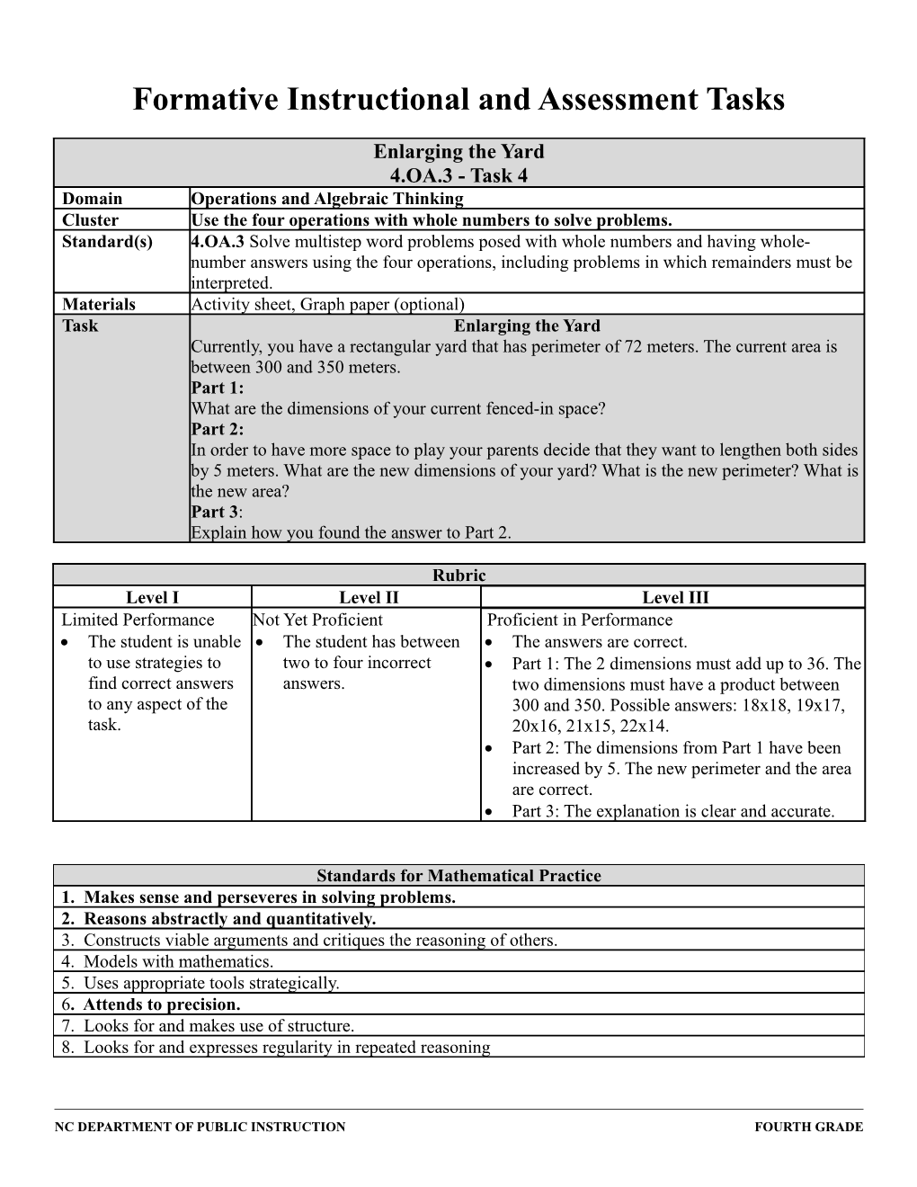 Formative Instructional and Assessment Tasks s15