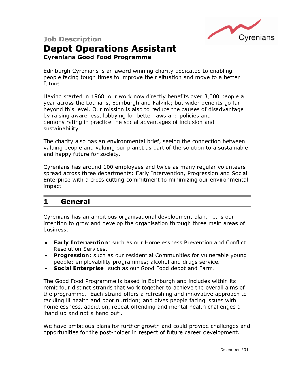 Job Description Co-Ordinator