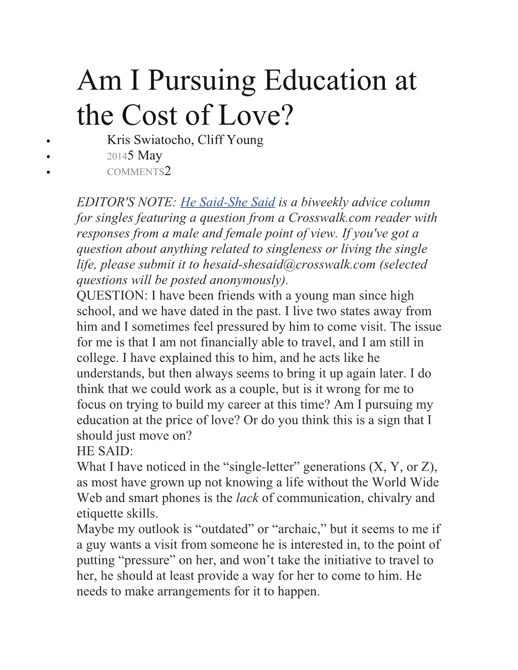 Am I Pursuing Education at the Cost of Love?