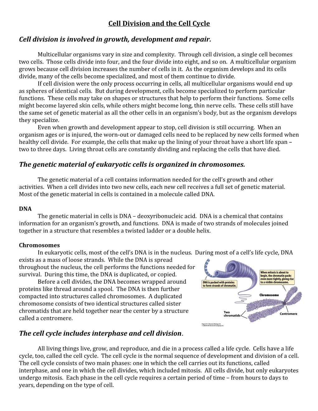 Cell Division and the Cell Cycle