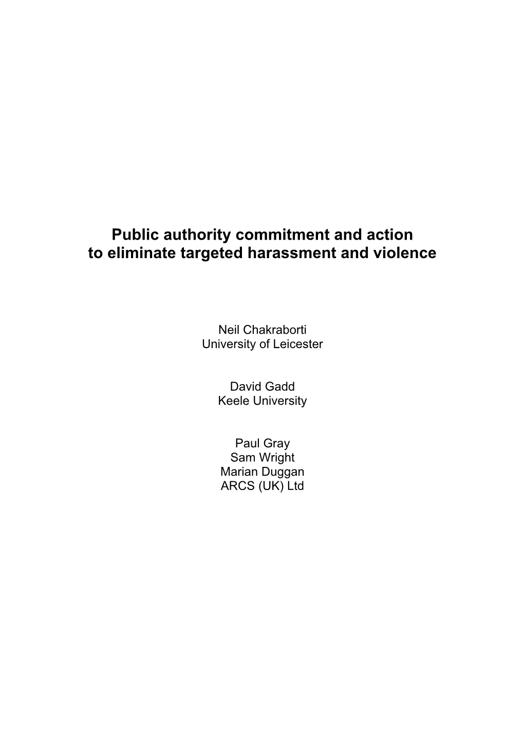 Public Authority Commitment and Action