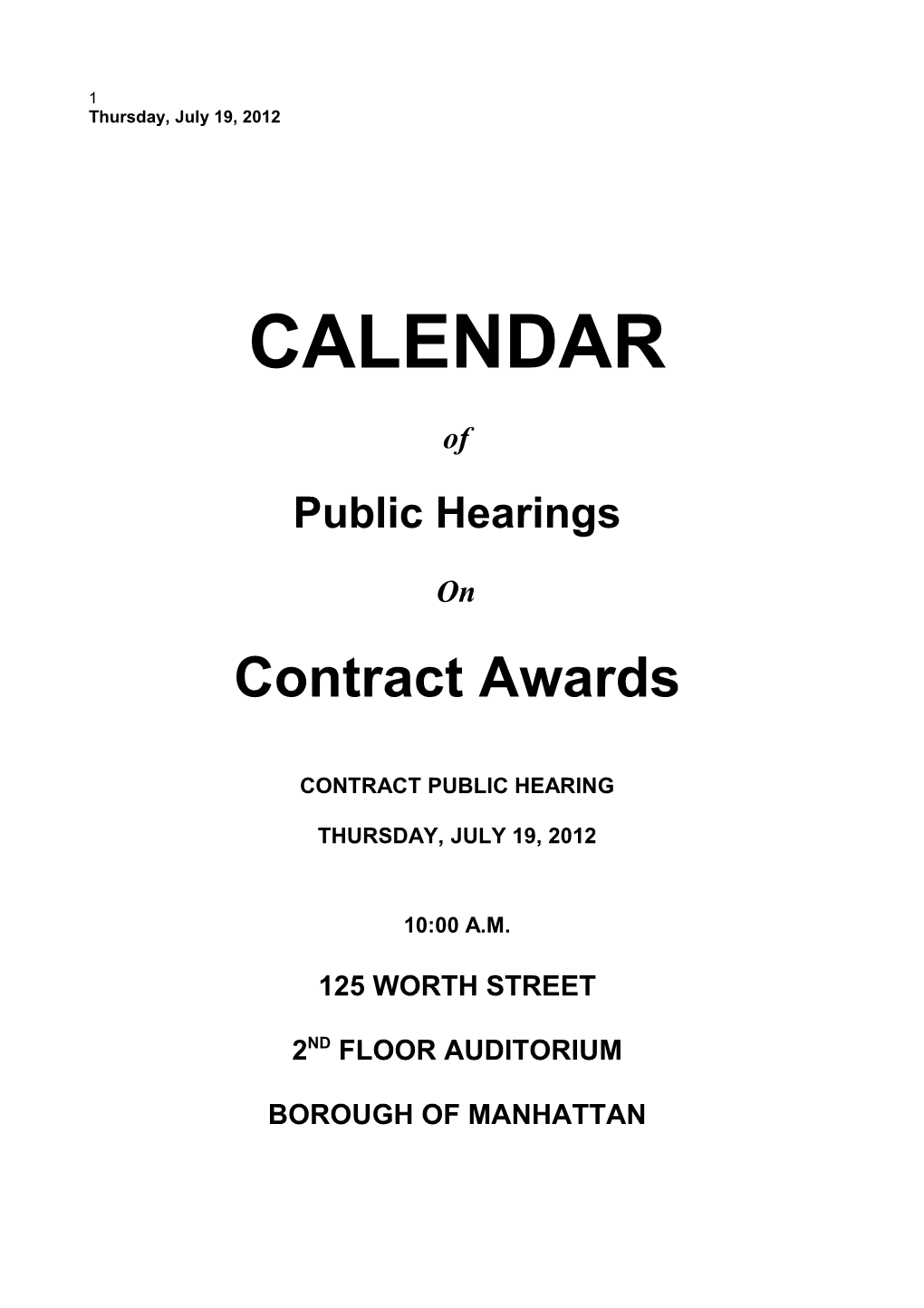 Contract Public Hearing