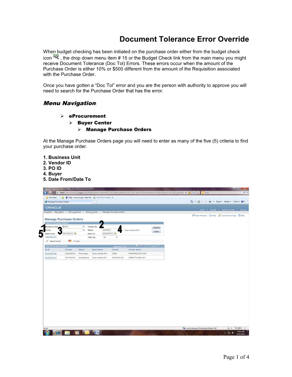 Document Tolerance Error Override