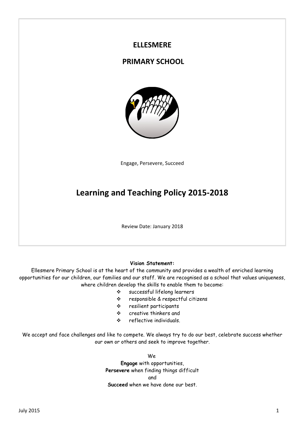 Learning and Teaching Policy 2015-2018