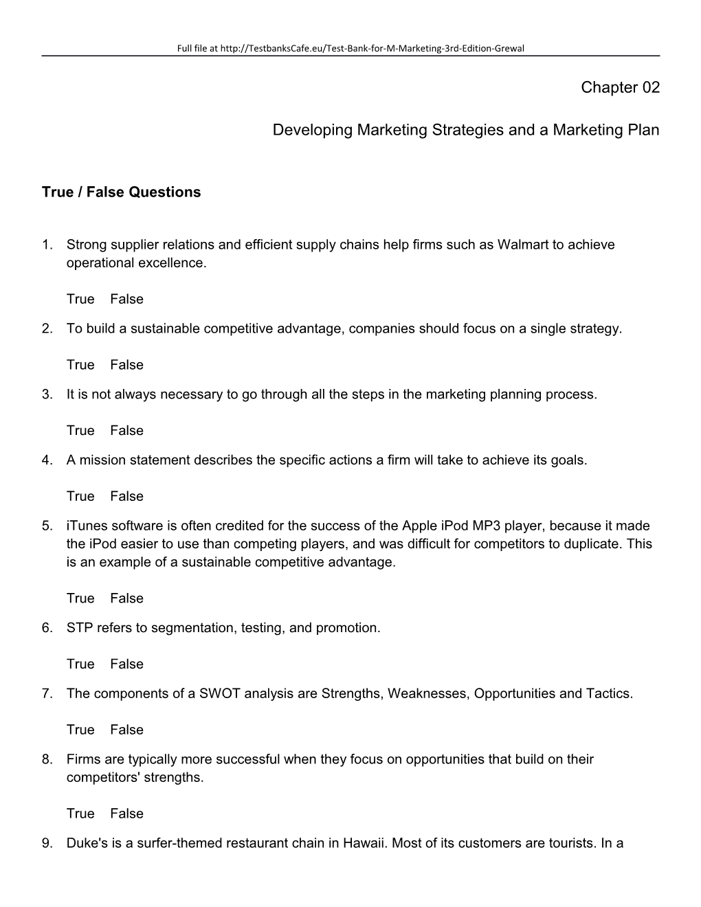 Developing Marketing Strategies and a Marketing Plan