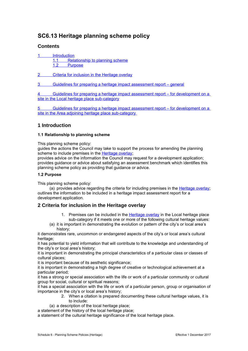 SC6.13Heritage Planning Scheme Policy