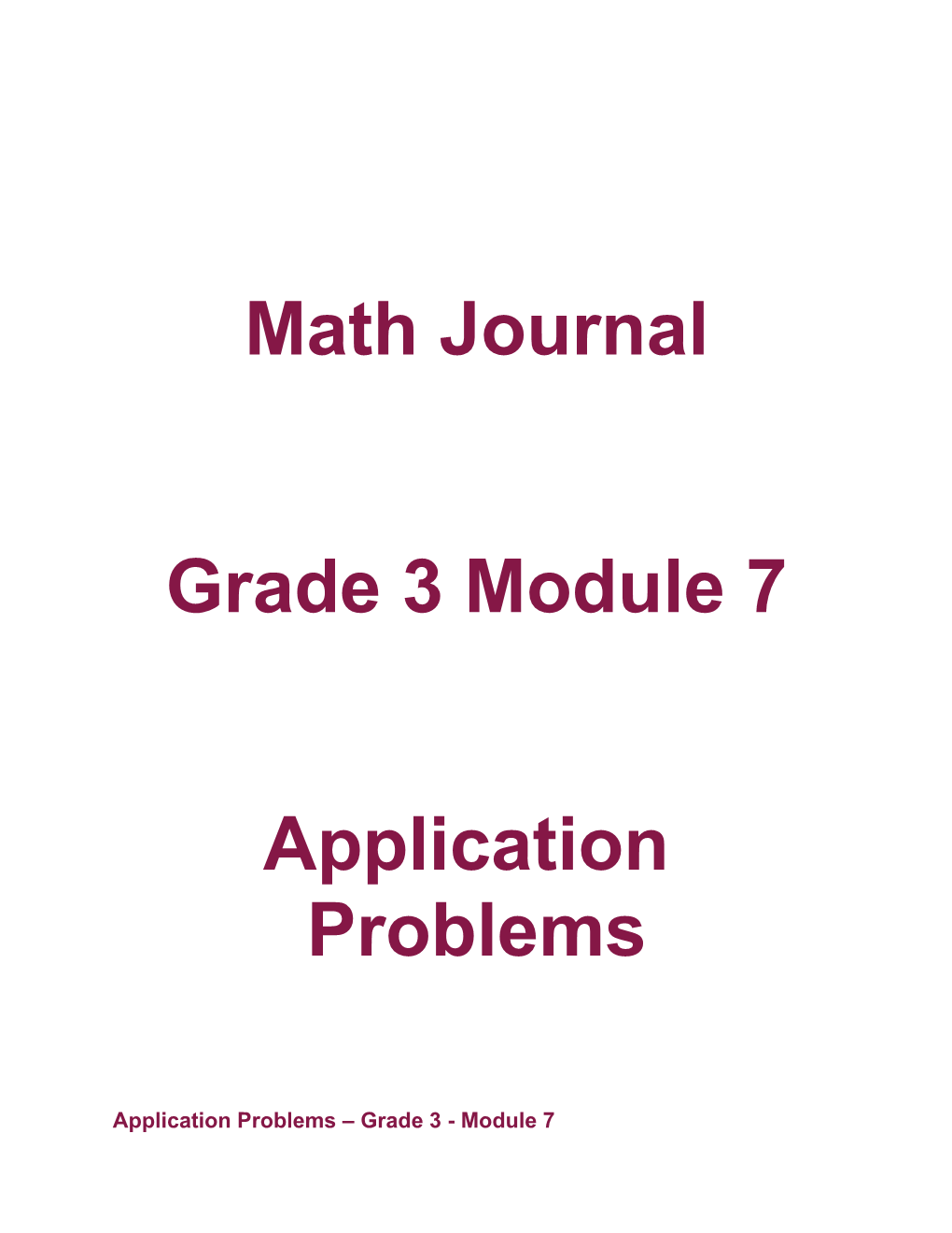 Application Problems Grade 3 - Module 7
