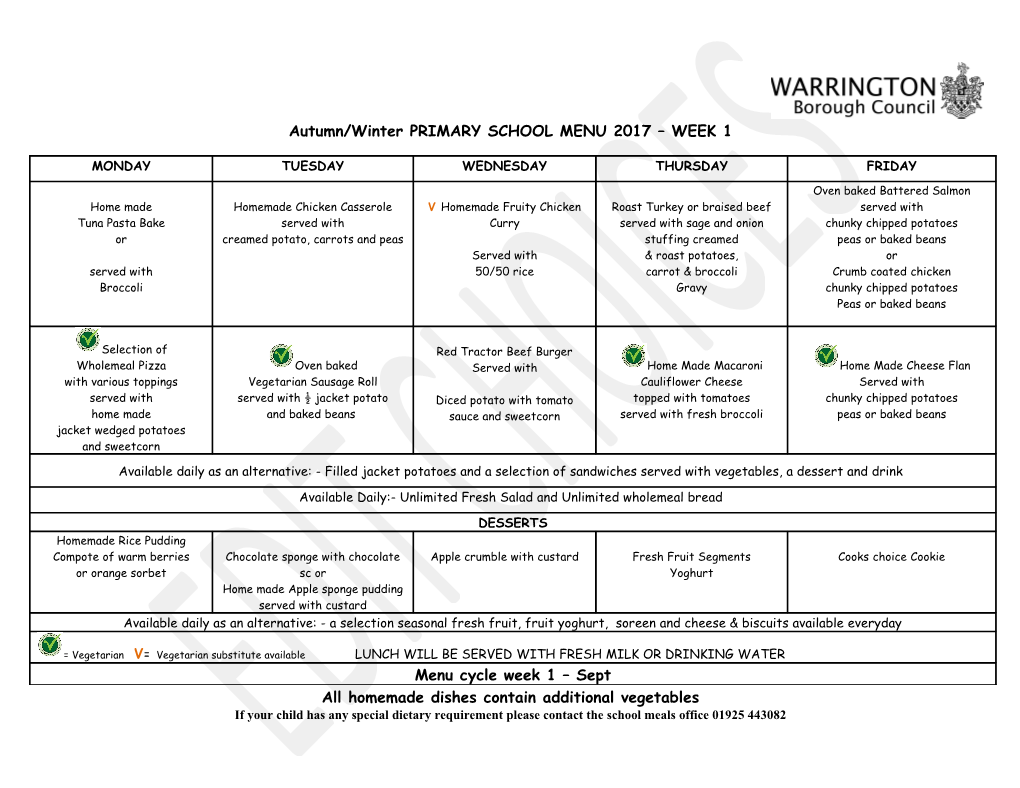 Summer 2006 Menu 1 Week Commencing s2