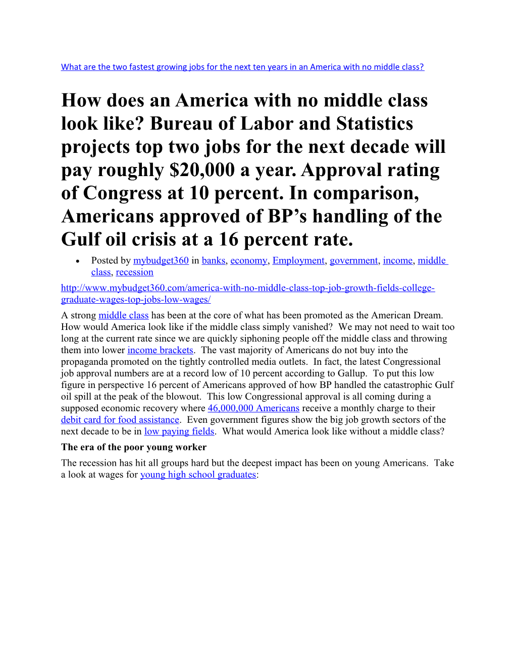 What Are the Two Fastest Growing Jobs for the Next Ten Years in an America with No Middle