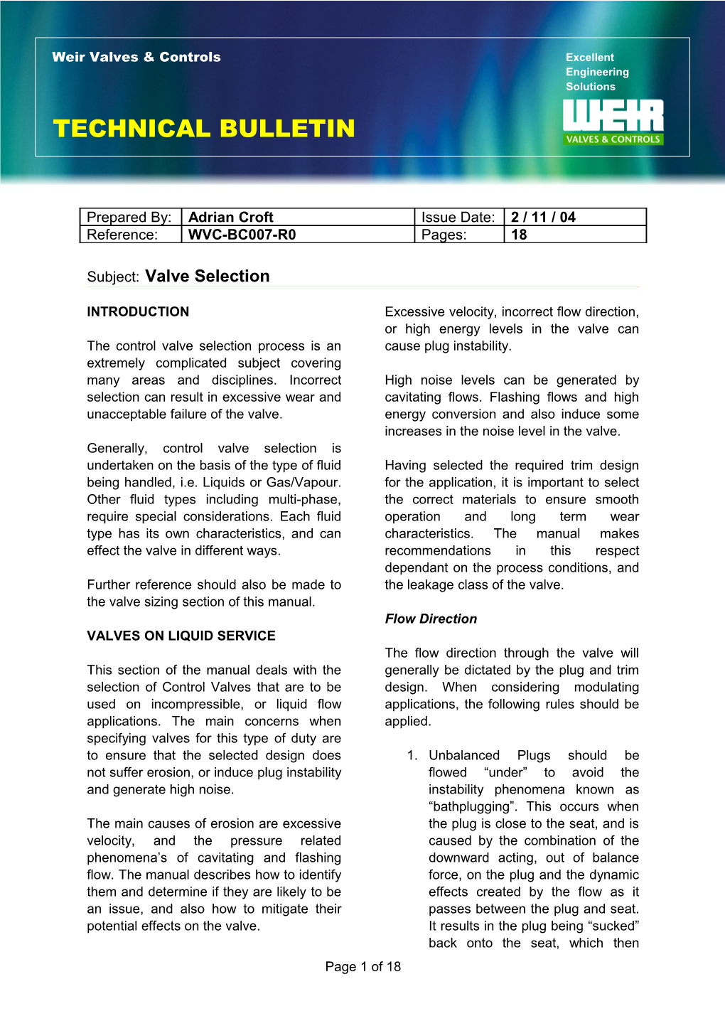 Technical Bulletin Continuation Sheet