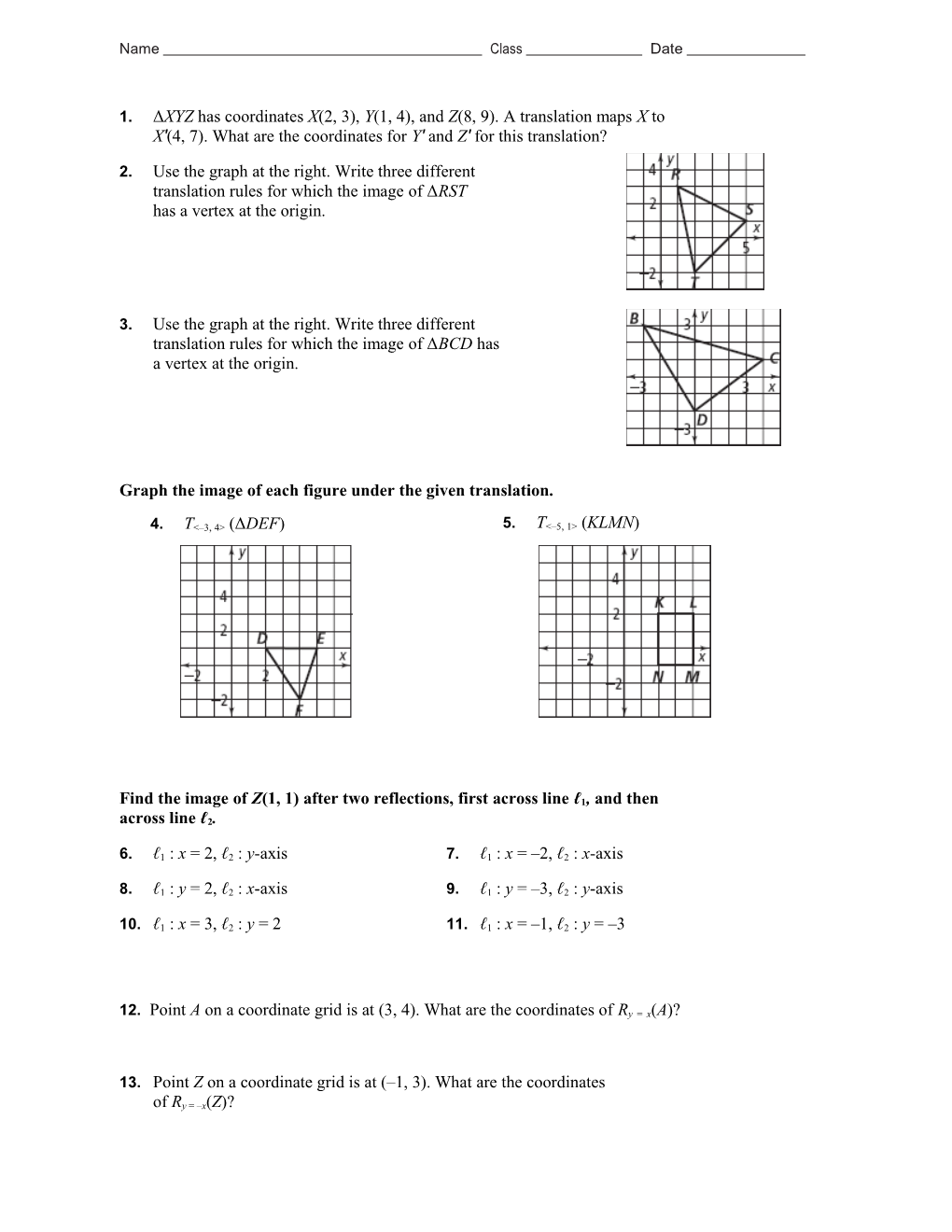 Graph the Image of Each Figure Under the Given Translation