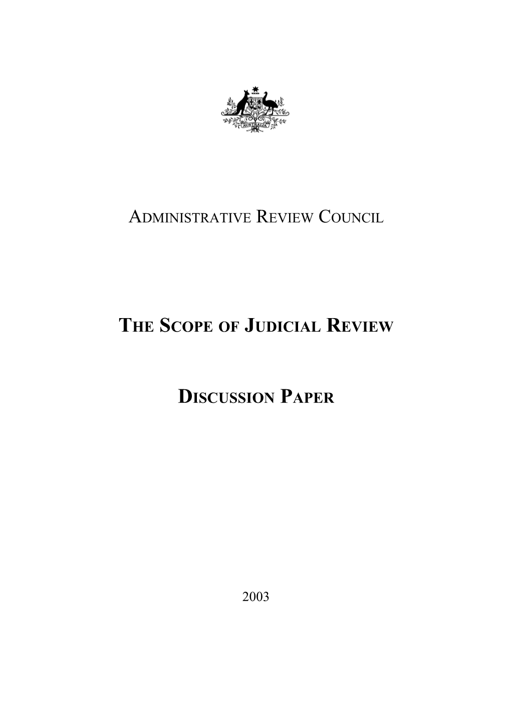 The Scope of Judicial Review Discussion Paper