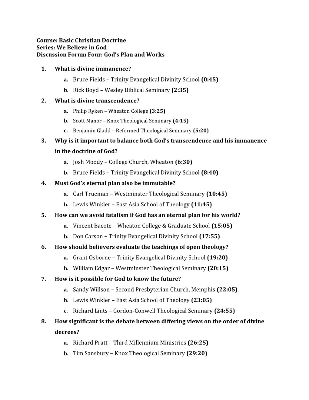 Course: Basic Christian Doctrine